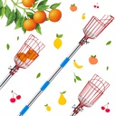 Fruit Picker Tool Lightweight Stainless Steel Adjustable Fruit Picker with Big Basket