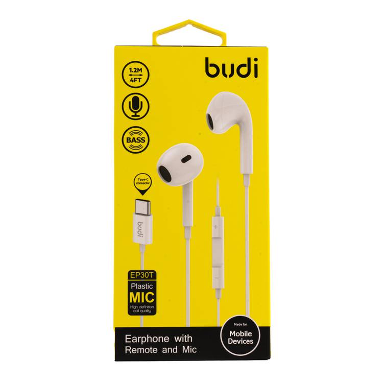 Budi 1.2 Meter High Definition Sound Quality Earphone With TYPE-C Connector | EP30TW |