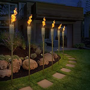 WEATHER RESISTANT LUAU BAMBOO TORCHES OUTDOORS CAMPING FIRE PLACE & HOME DECORE | 180CM |