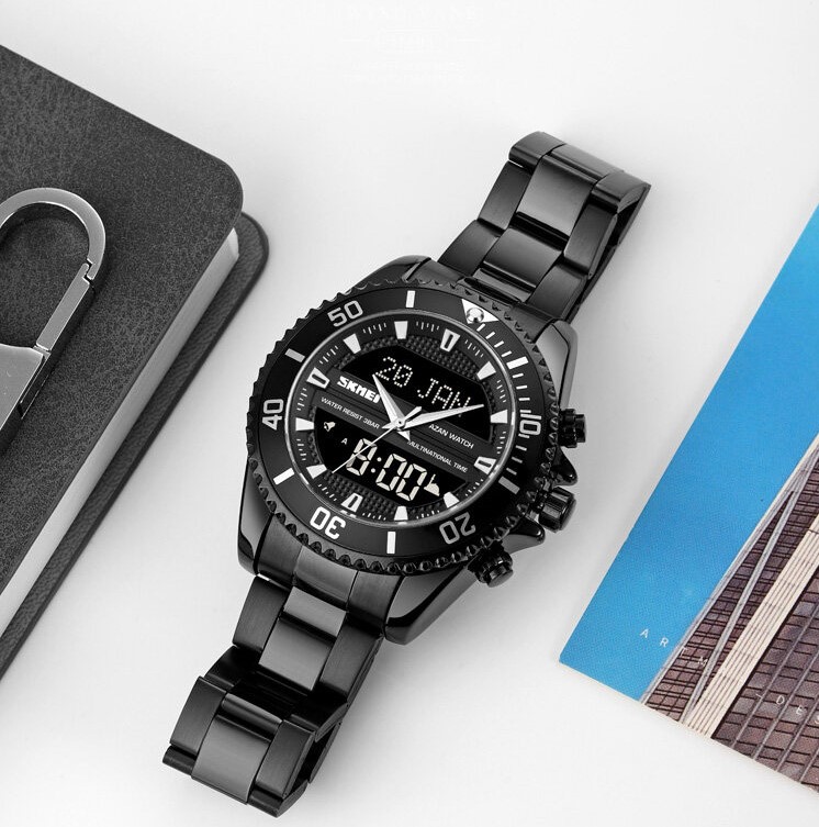 SKMEI Luxury Smart Watch – Dual Display, Waterproof Design