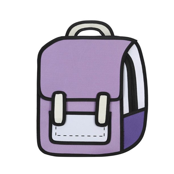 Creative Women 2D Drawing Backpack Cartoon School Bag Teenager Girls Daypack
