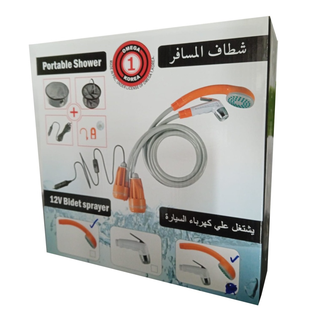 Portable Shower & Bidet Sprayer 12V , Shower Pump for Hiking/Backpacking, Travel, Beach, Pet, Flowering OMEGA KOREA NO-1 | GFS-1314 |