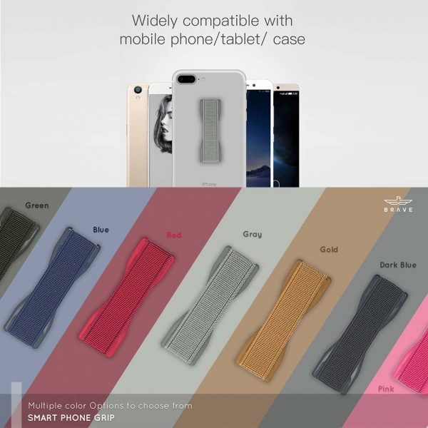 BRAVE SMART PHONE METAL BASE GRIP - Finger Holder Sling Grip for Smartphones/Tablets/iPod/eReader with Elastic Band and Compatible for Magnetic Car Holder