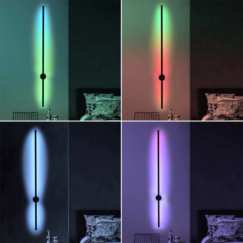 Dimmable colorful wall lamp modern RGB remote control LED wall lamp bedroom living room decoration lighting