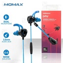 MOMAX Gaming Earbuds with Dual Mic 3.5mm In-ear Wired Earphones