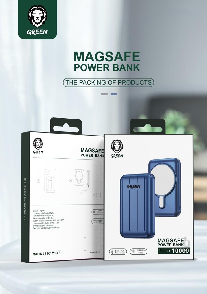 Green Magsafe Power Bank 10000mAh 15W |GN10KMGBU|