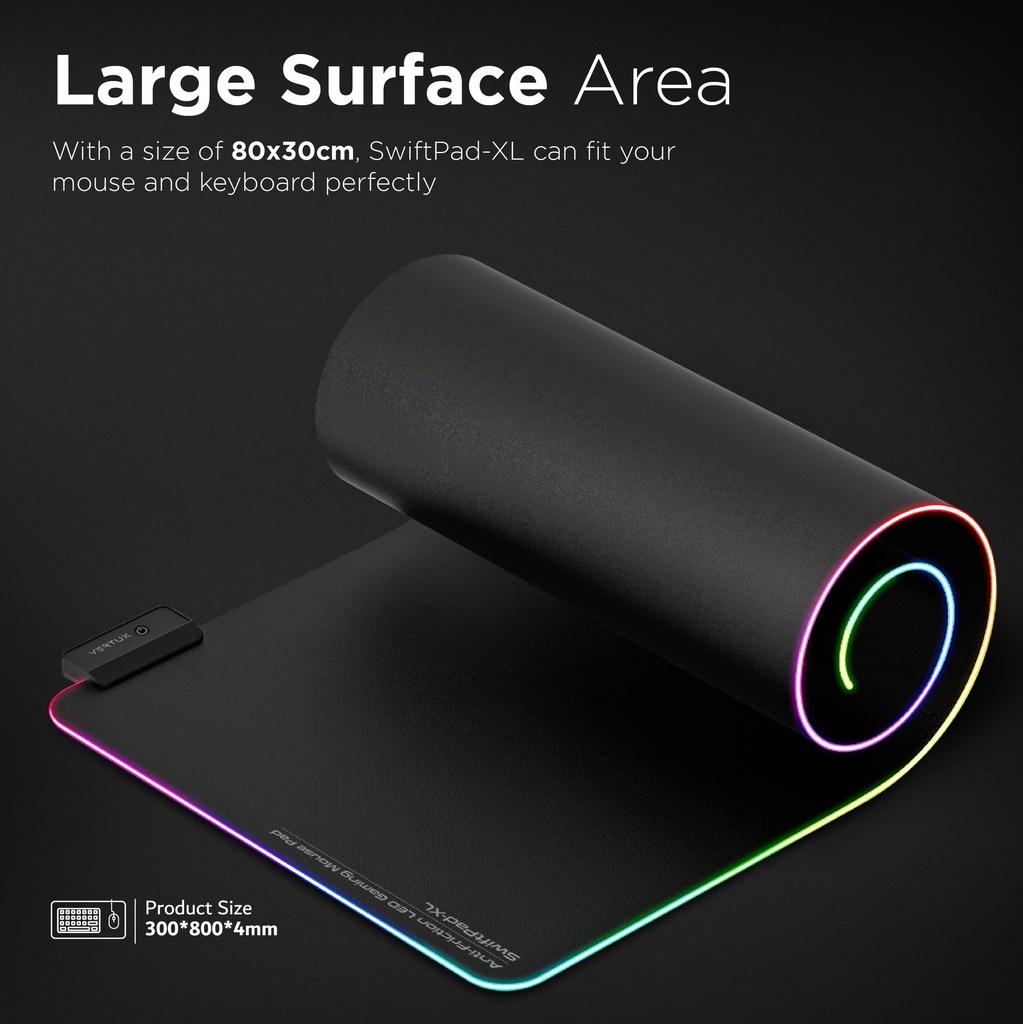 VERTUX SwiftPad-XL GameImmersion™ Smooth Scrolling RGB LED Gaming Mouse Pad
