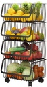 4-Tier Fruit & Vegetable Storage Basket with Wheels – Detachable Wire Rack Organizer for Kitchen & Home Use