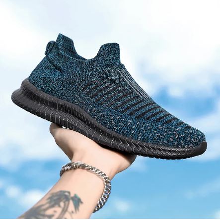 WAZIXE Fashion Men Shoes Non-Slip Walking Shoes Lightweight Breathable Sneakers Mesh Knitting Sock Shoes Casual Slip-on Shoes Plus Size 40-45