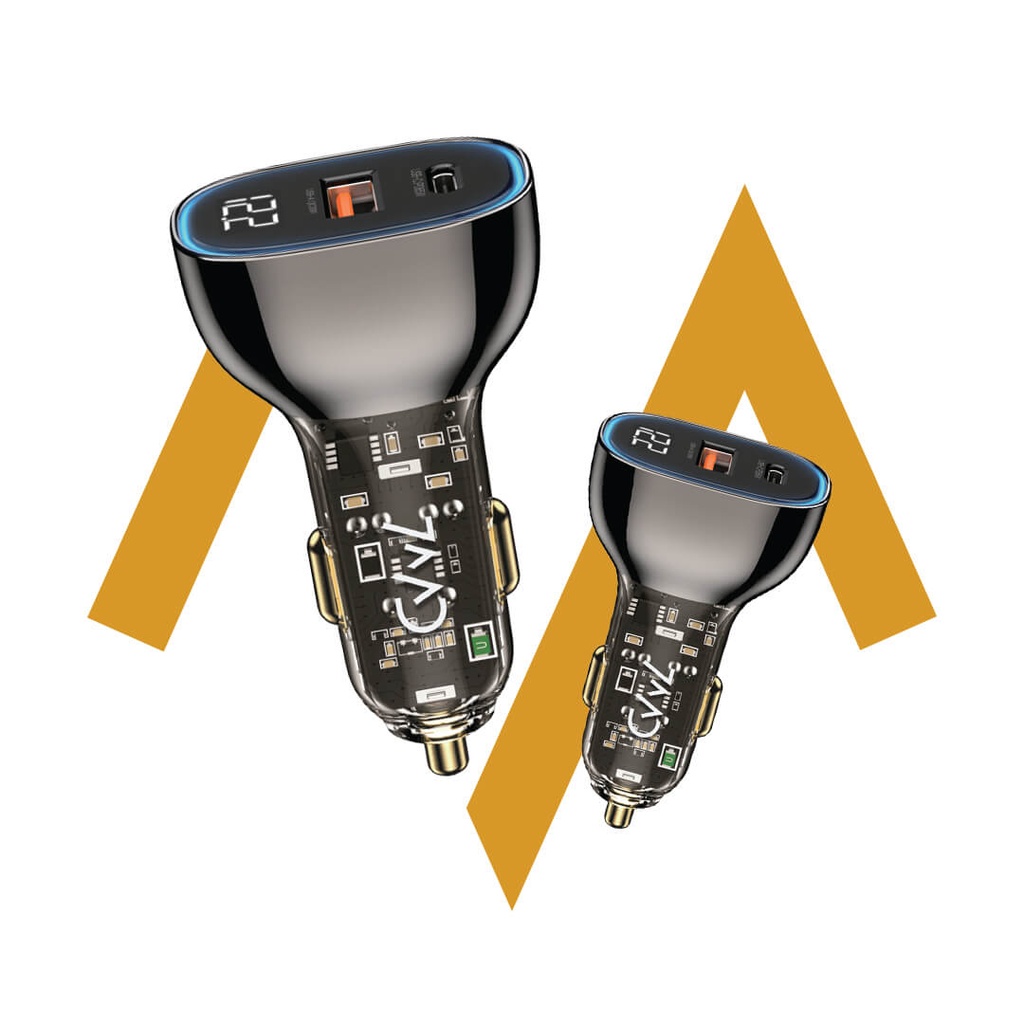 7MD Car Charger | LED Digital Display | Dual Port | Unique Transparent Design | Fast Charging | Safety Protection | Lightweight | Premium Quality | 2 Years Warranty | 7MD-N21 |