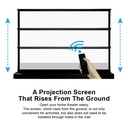 Projector Screen 100” Inch Display, Electric Auto Rising Floor Screen,160 Degree View,4K / 8K Visual Feast,3D Sound, Space-Saving Design,Easy To Assemble, Premium Quality