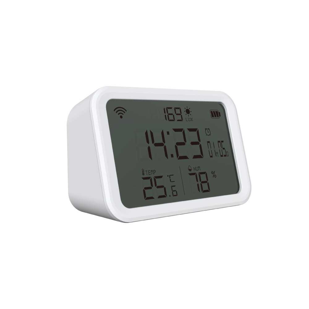 Porodo WiFi Smart Clock - Ambience Sensor | Temperature & Humidity & Brightness Sensors | Set Smart Alerts | PD-LSTHSR-WH |