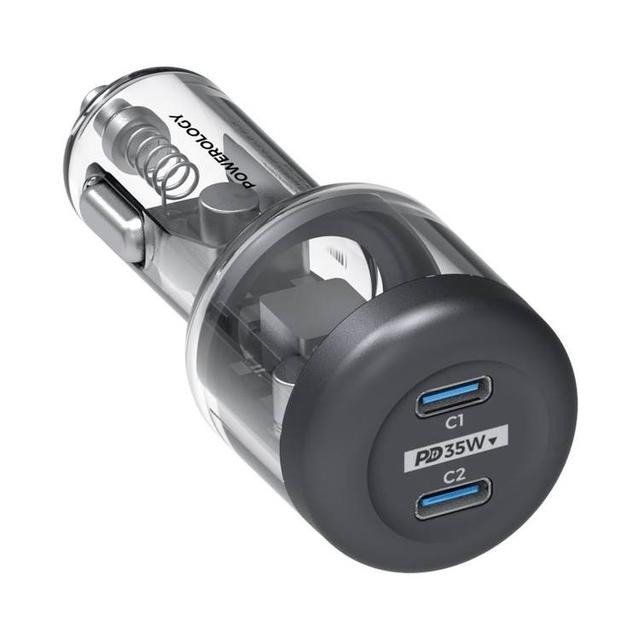 Powerology Quick-Charge Crystalline Series Car Charger | Dual USB-C Port | Patented Design | Multiple Protection | PD 35W | Premium Quality | PCCSR011 |