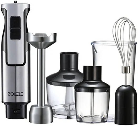 Zolele 4 in 1 Multi-Functional Hand Blender Kitchen Appliance for Blending, Chopping, Whisking, and Pureeing | Powerful Motor | Stainless Steel | Multiple Speed Levels | HB1200 | 1200W