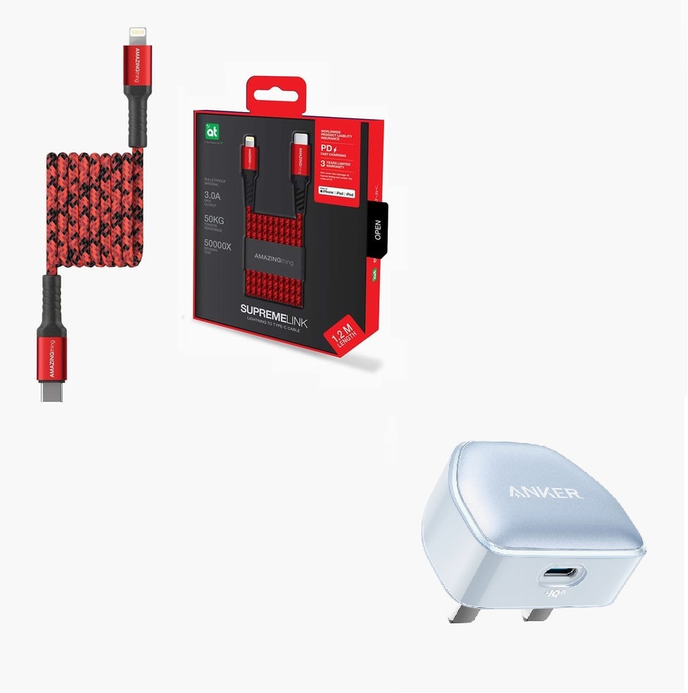 2 in 1 Package Includes | Anker 511 Charger (Nano Pro) Fast USB-C Port Charger 20W | A2637 | AMAZINGthing SupremeLink Lightning to Type-C Cable | ATKFPD012WR |