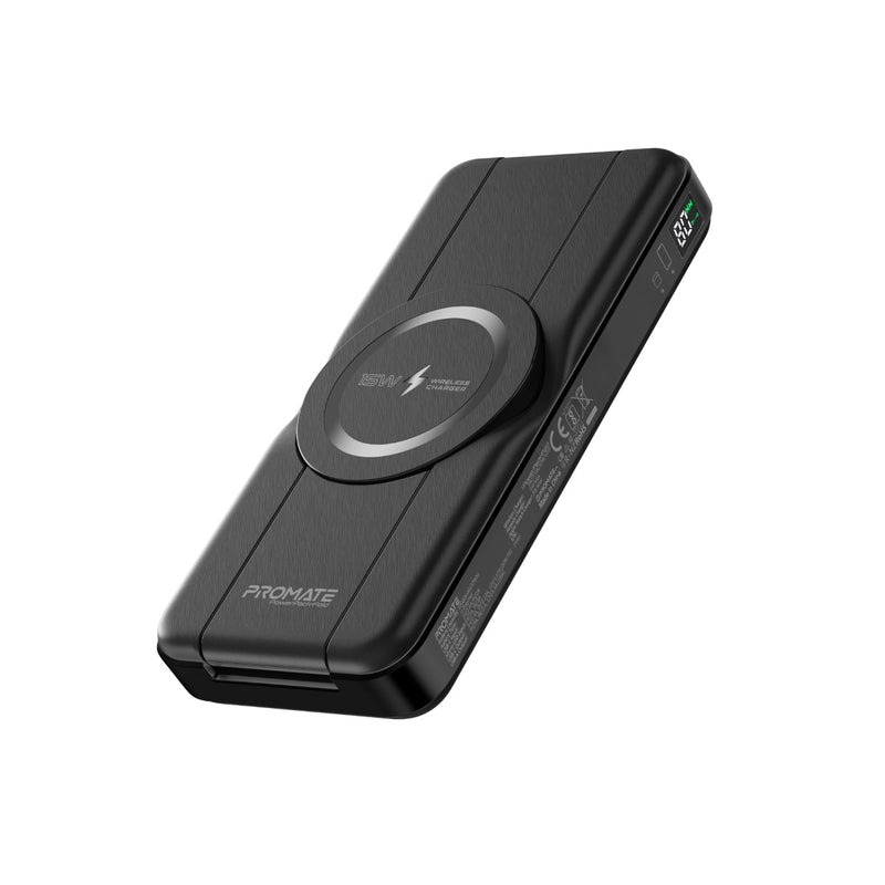 Promate 5-in-1 Foldable MagSafe Compatible Wireless Charging Power Bank | Fast Charging | Case Compatible | FOD Protection | Integrated Magnetic Charger | Universal Compatbility | 2 Years Warranty | PowerPack-Fold |