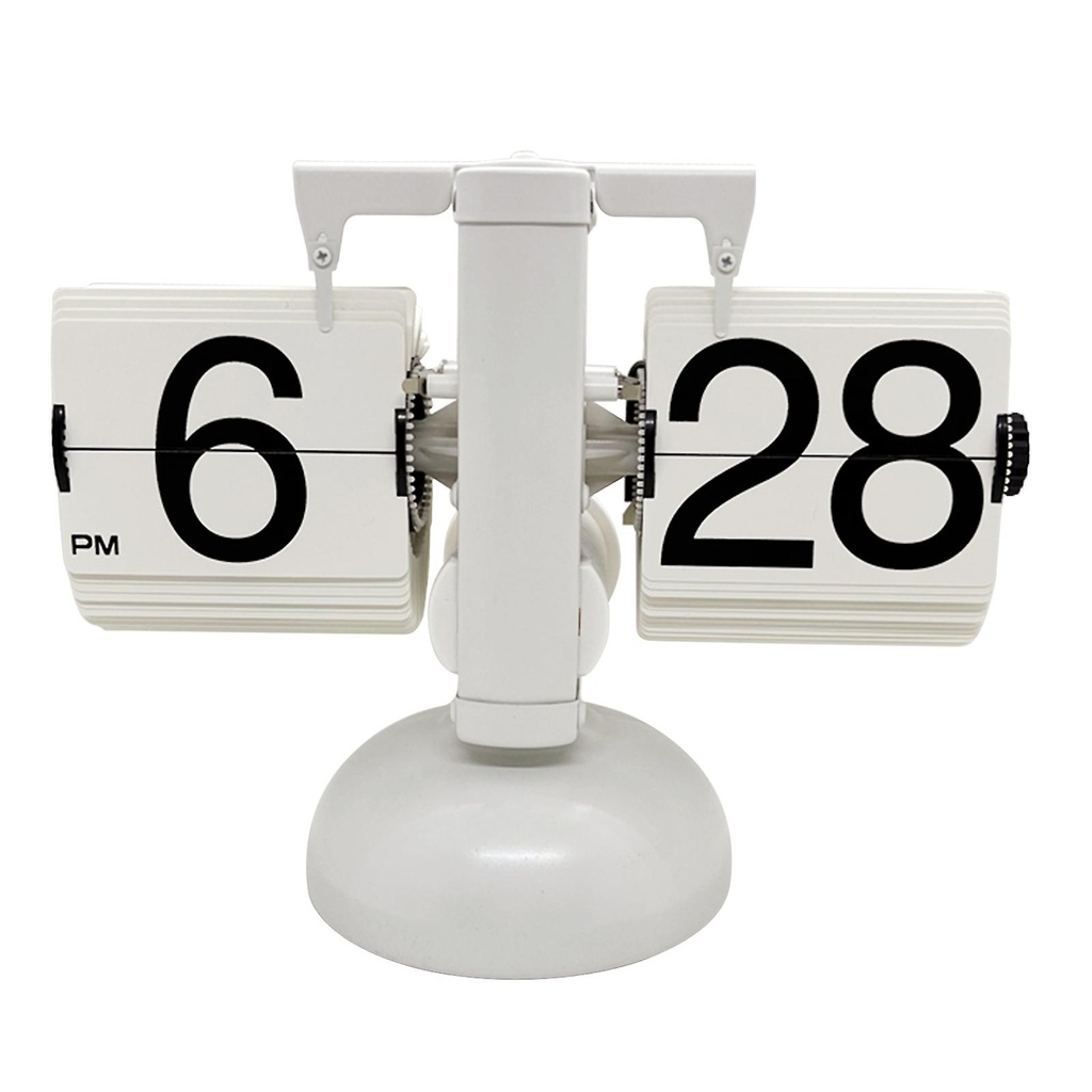 ساعة مكتب رقمية بتقنية الفليب الأوتوماتيكية – تعرض 24 ساعة بنظام المساء والصباح، تصميم أنيق من الفولاذ المقاوم للصدأ، متينة ومثالية لتزيين غرف النوم والمكاتب – البطارية غير مشمولة