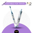 7MD Travel Toothbrush with a Builtin Case for Toothpaste, Folding Handle, Soft Bristle, Blue Color