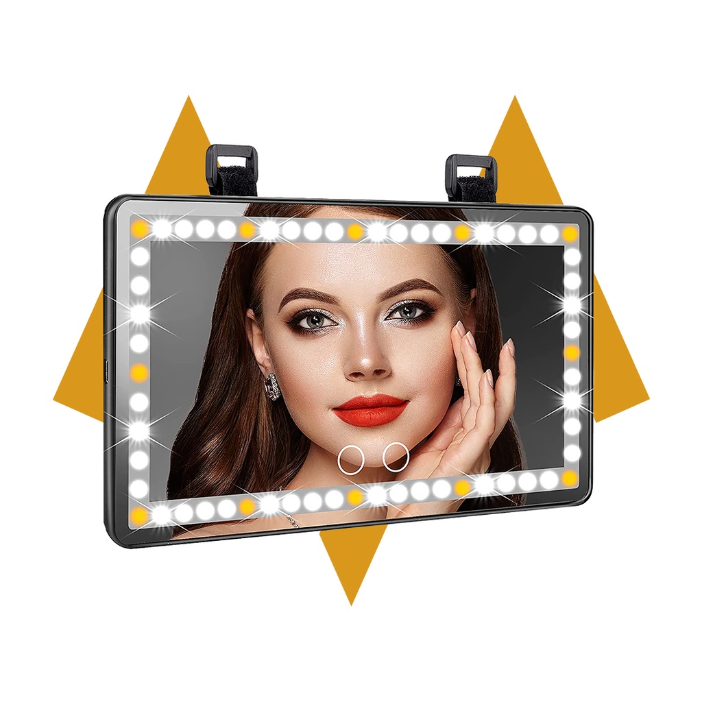 7MD Car Visor LED Vanity Mirror, Rechargeable Car Makeup Mirror with LED Lights