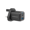 Powerology Super Compact 35W  Quick GaN Charger with USB C PD 35W & USB A 18W Fast Charging for iPhone & iPad |PWC021||PWCUQC021|