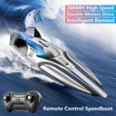 Fire Breathing Dragon 2.4GHZ Remote control Racing Boat Double Motor Drive High-speed Racing RC Boat 30KM/H Sealed Waterproof Intelligent Alarm LED Night Light 14+AGES (4D-S1)