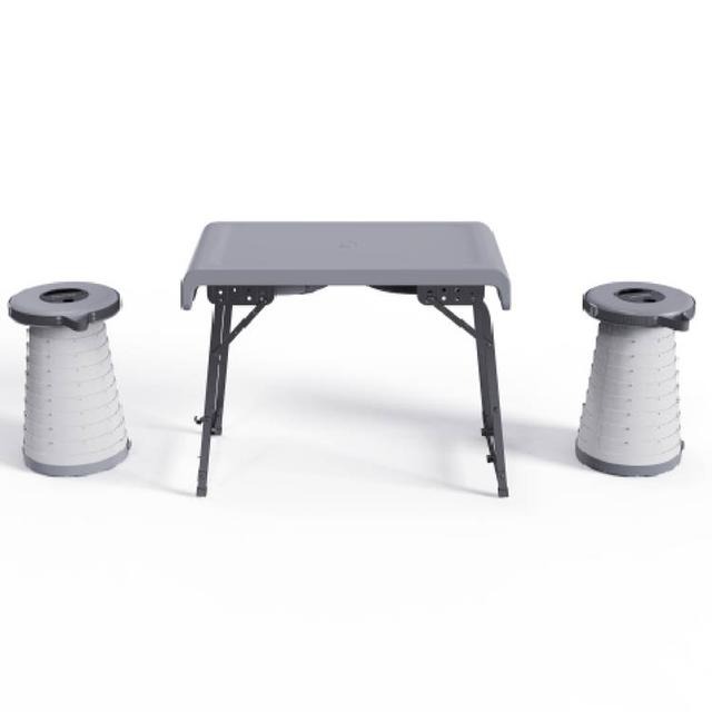 Porodo Portable Outdoor Table Set (Table + 2 Stools) | PD-CFDLDSTS- GY |