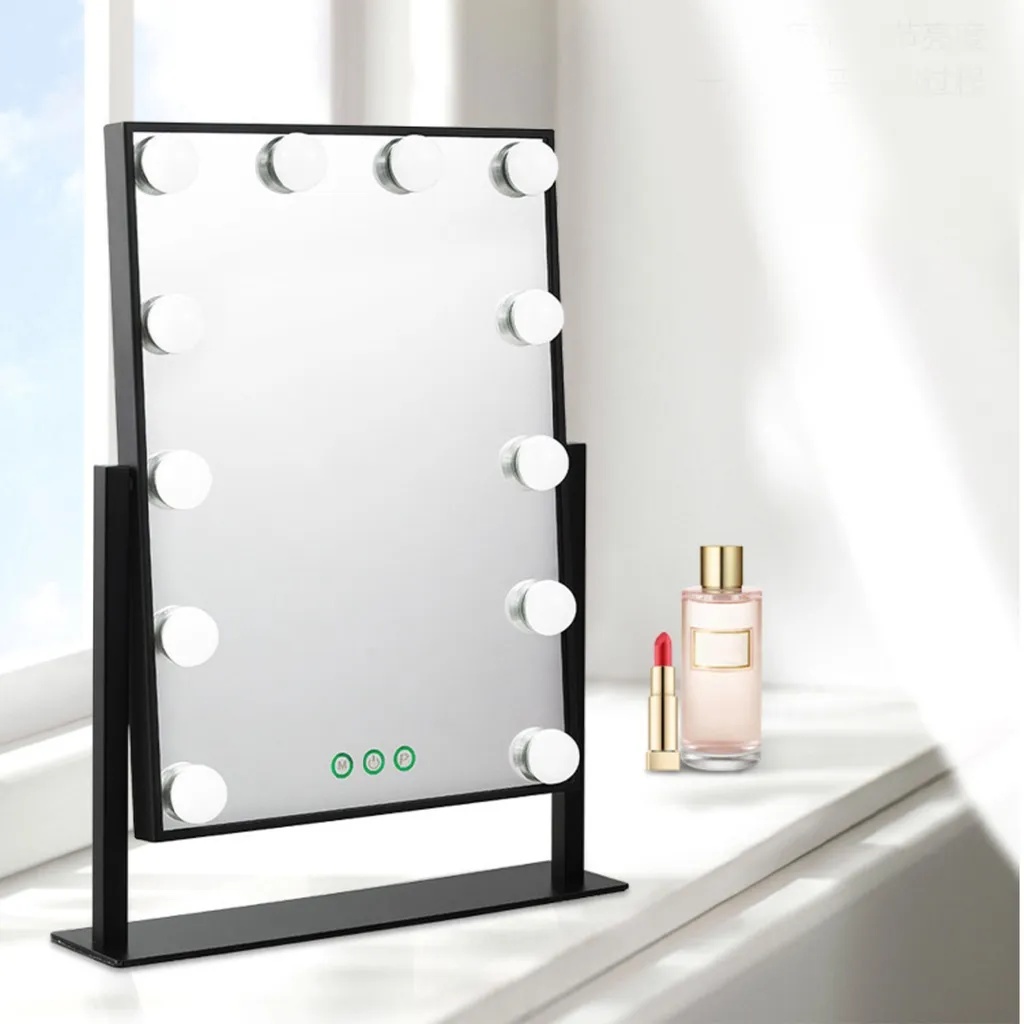 7MD LED Lamp Makeup Mirror with Lights 12 Lamp Dimmable Bulbs, 360 Rotation 3 Color Mode Smart Touch Control Mirrors