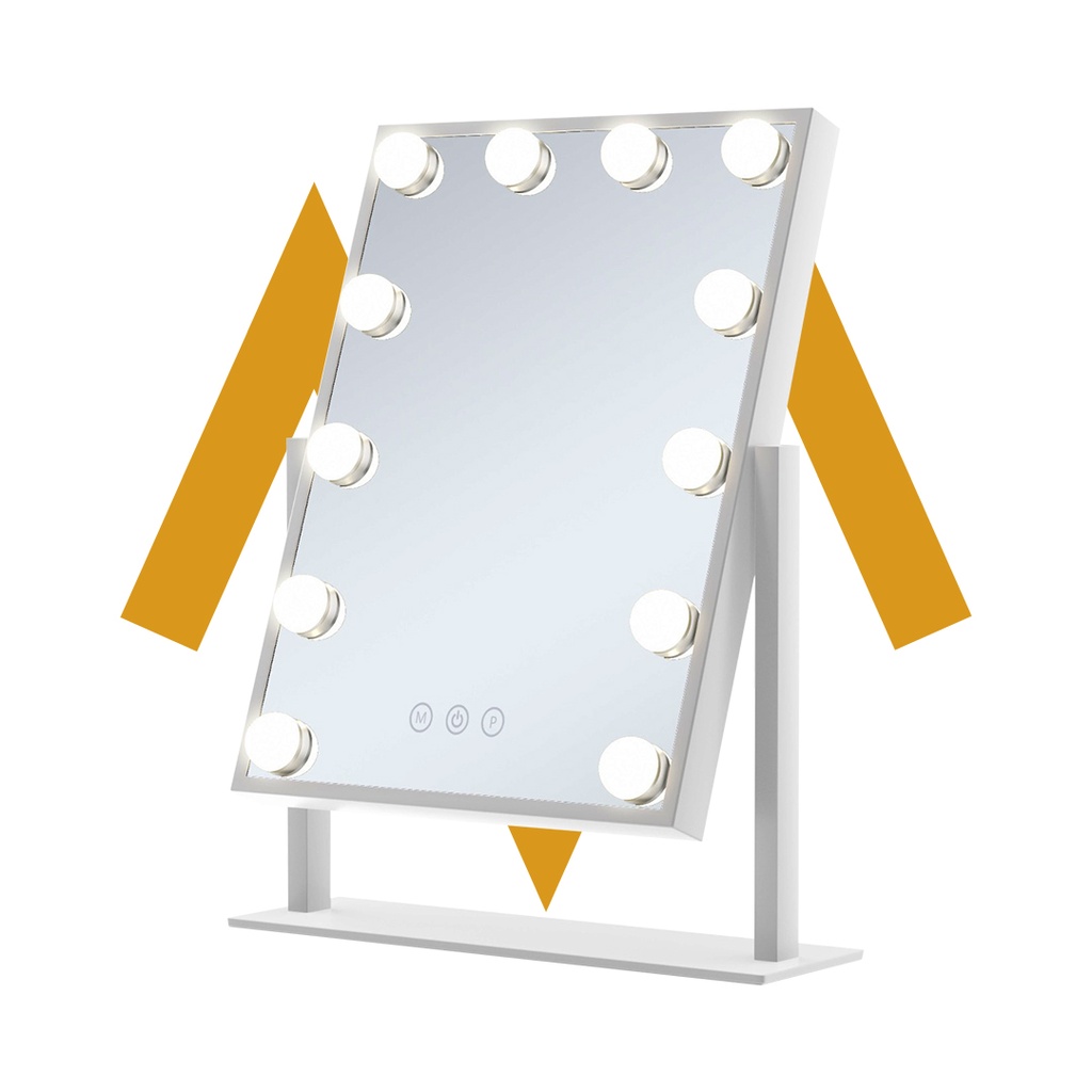 7MD LED Lamp Makeup Mirror with Lights 12 Lamp Dimmable Bulbs, 360 Rotation 3 Color Mode Smart Touch Control Mirrors