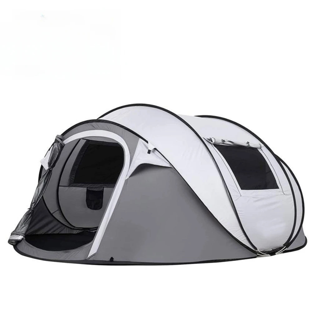 Portable Quick Setup Camping Tent For 2-3 Person With Dual Doors & Windows (280x200x120 H) Grey - Winter Collection