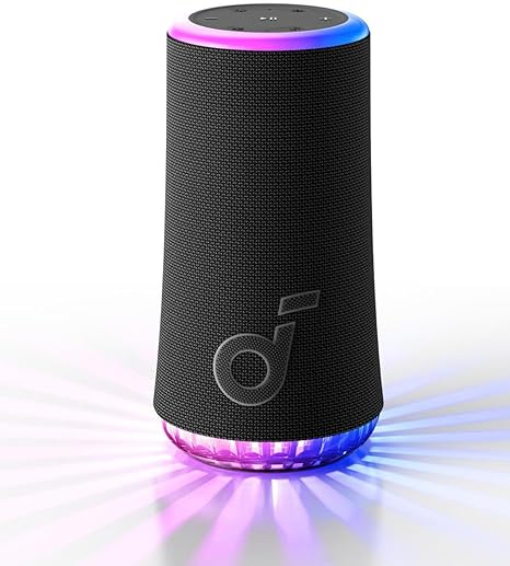 Soundcore Glow Portable Speaker with 30W 360° Sound, Synchronized Radiant Light, 18H Playback, Customizable EQ and Light Show, and IP67 Waterproof | A3166011 |