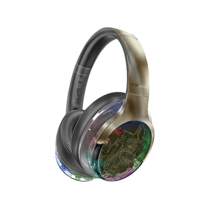 Promate Active Noise Cancelling Hi-Fi Stereo Wireless Headphones with RGB Lights | TransTune |