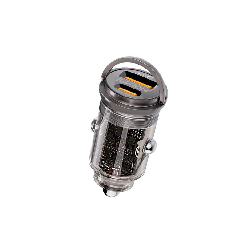 شاحن سيارة شفاف ميني RapidCharge™ بقدرة 65 واط مع دعم Power Delivery وQC 3.0 من بروميت | TransDrive-65W |