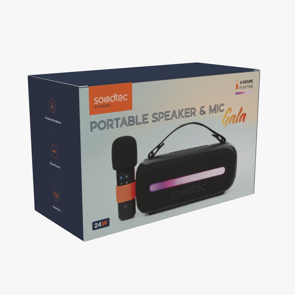 Porodo Soundtec 24W Portable Speaker & Mic | PD-ST14WSM-BK |