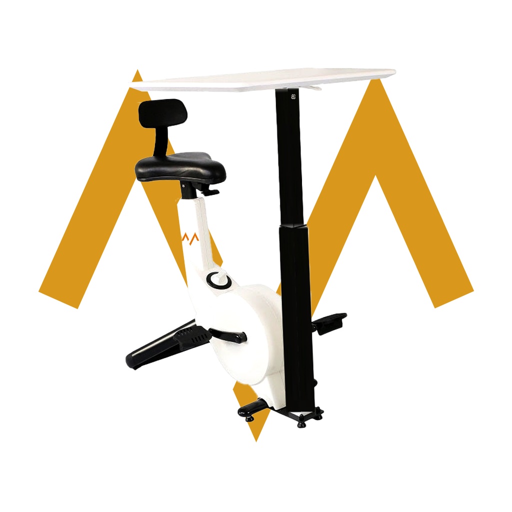  دراجة تمرينات اللياقة البدنية الداخلية مع طاولة للكمبيوتر المحمول ومسند للظهر