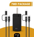 7MD 3 in 1 Package Includes 2 Pcs 2 In 1 Fast Charging Data Cable + 1x 30,000 mAh Multi-Port Power Bank