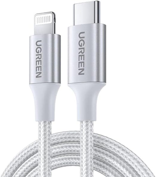 كابل شحن سريع من UGREEN بمنفذ Type-C إلى Lightning بقوة 60 واط - فضي