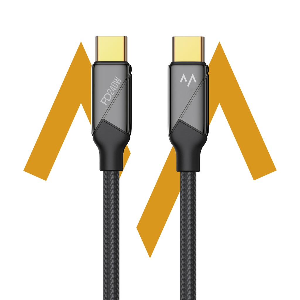 كهرباء: كابل بيانات 7MD بطول 1.5 متر من سبيكة الزنك مع خيوط نسيجية PD 240 واط من Type-C إلى Type-C للشحن السريع |7MD2449|