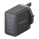 Promate Next Gen GaNFast 67W Multi-Device Quick Charger 3.0 with Fast Charging & Safety Features |GaNPort4-67PD|