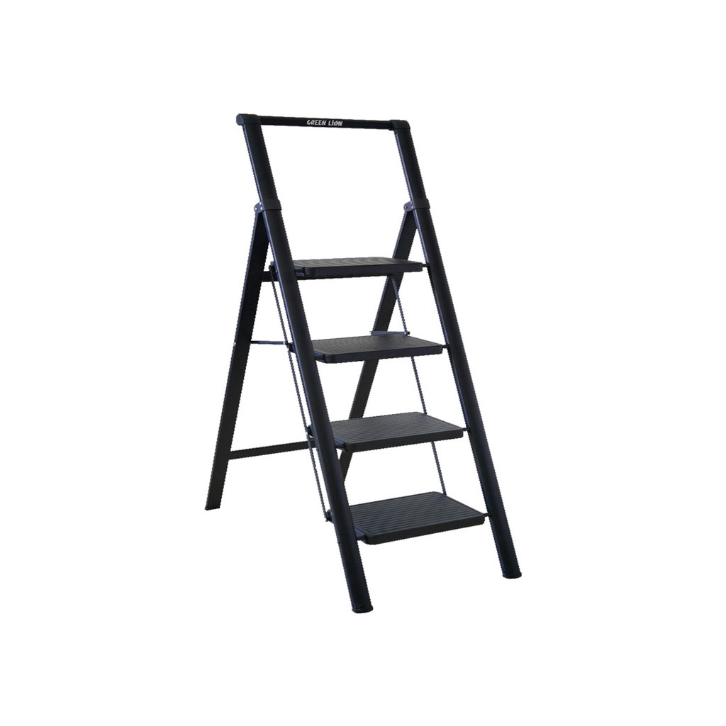 Green Lion 4-Step Foldable Ladder 150kg Capacity Compact Design Wide Pedals Anti-Slip Surface - Black |GNFLLADR150BK|