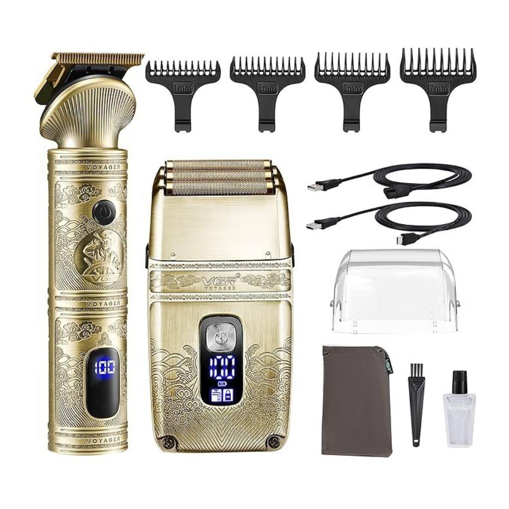  مجموعة VGR 2 في 1 لتشذيب الشعر وحلاقة الذقن للرجال مقاومة للماء وقابلة لإعادة الشحن | V-649 |