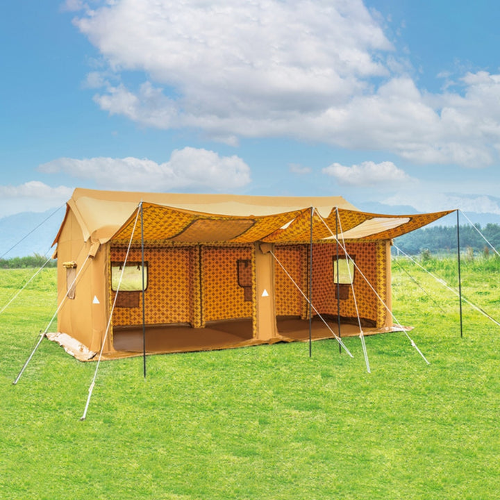 ALHOR Inflatable Tent 4 x 8 Meters Durable Outdoor Fabric & Cotton Camping Tent with Air Pump