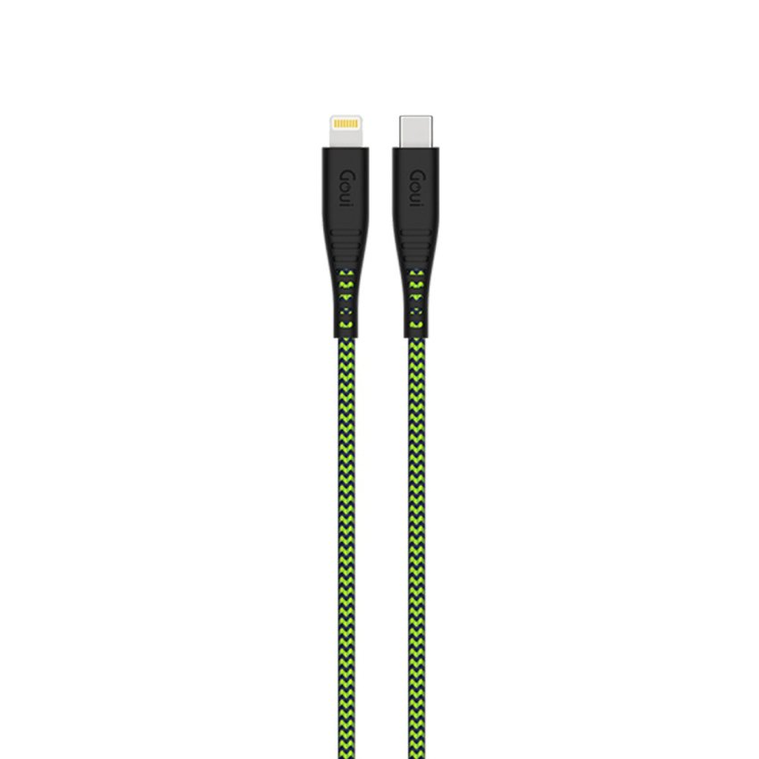 كابل Goui FLEX 3 أمتار من Lightning إلى Type-C مرن للغاية للشحن السريع - أخضر |G-NT15-8PIN-943G|