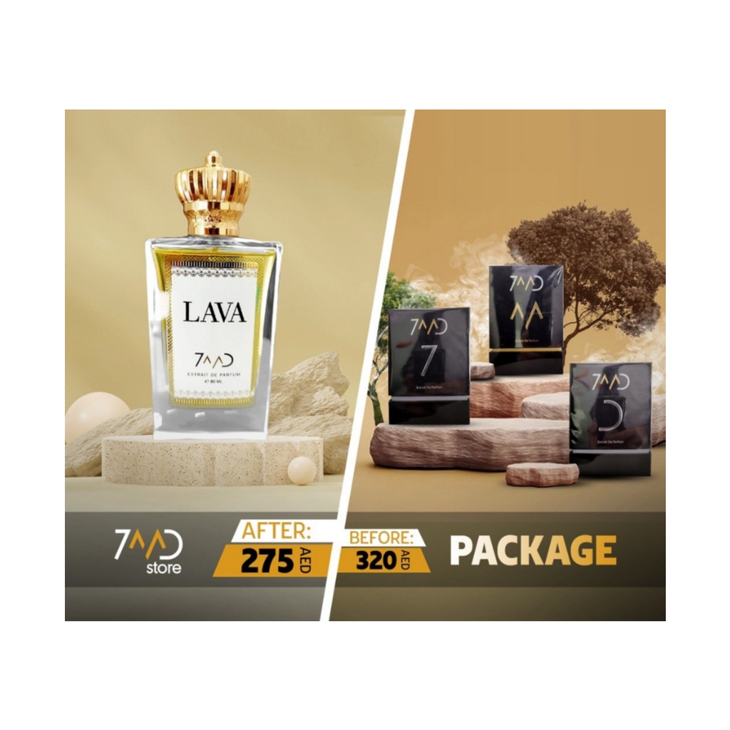 7MD Package Contains 1 x 7MD LAVA Perfume and 1 x 7MD Perfumes Available in Zaffron Vanille Tobacc and Ombre Leather Fragrances