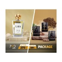 حزمة 7MD تحتوي على: 1 × عطر 7MD LAVA و1 × عطر 7MD بتوفر في روائح الزعفران والفانيليا التبغ والجلد العنبري