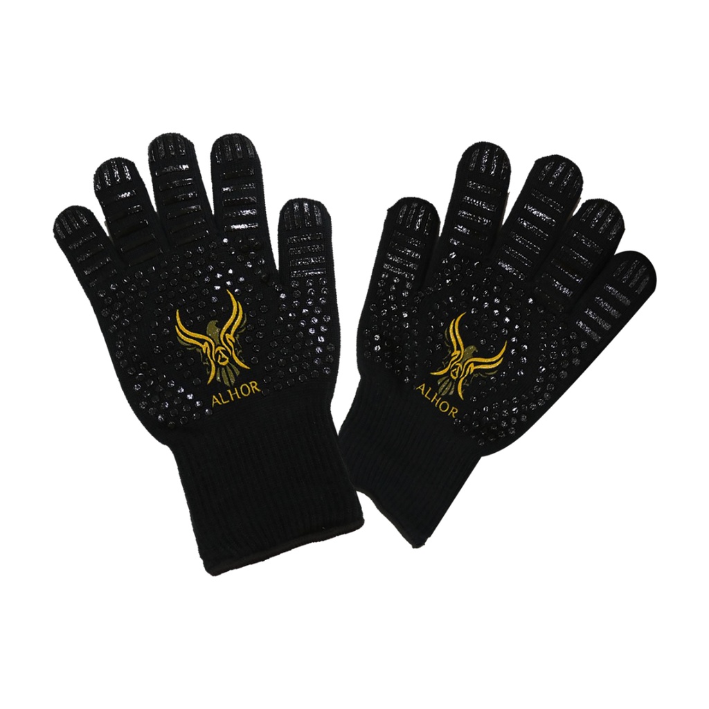 ALHOR Heat Resistant Gloves Flame Proof Long Cuff Hand Protection for BBQ Grilling Ovens & Fires