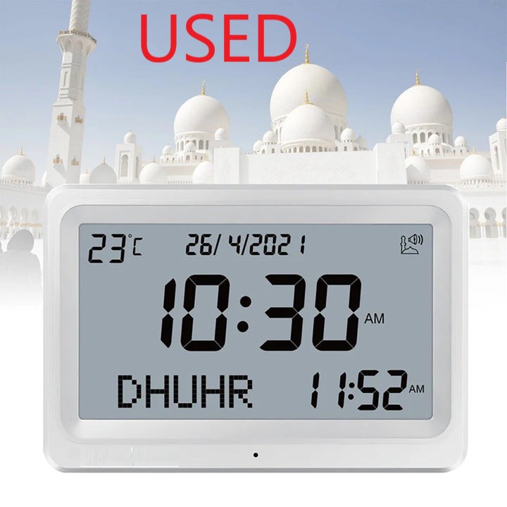 USED 7MD Azan Clock With Prayer & Azan Reminders, Temperature Display