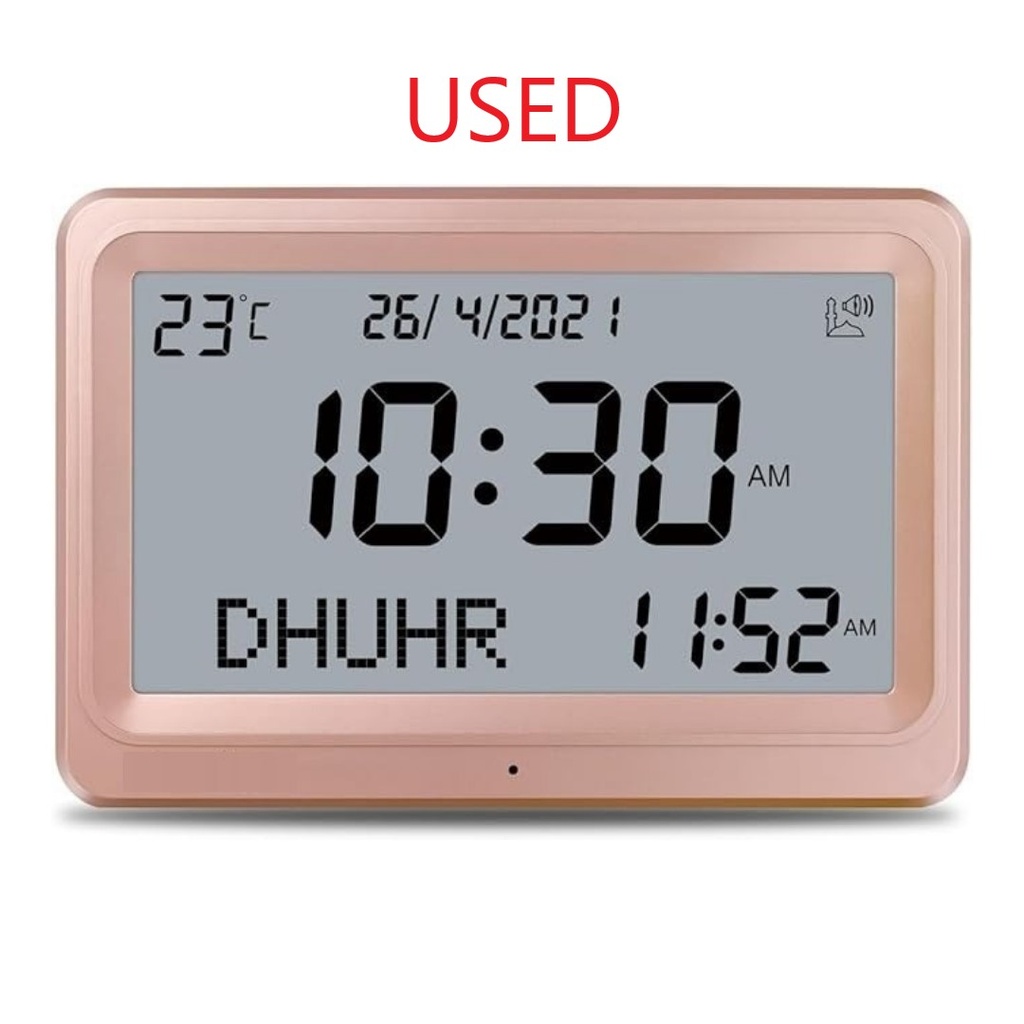 USED 7MD Azan Clock With Prayer & Azan Reminders, Temperature Display