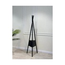 Premium Stylish Clothing Rack Freestanding Clothes & Coat Rack with 6 Hooks 2 Triangular Shelves & Black Incense Burner
