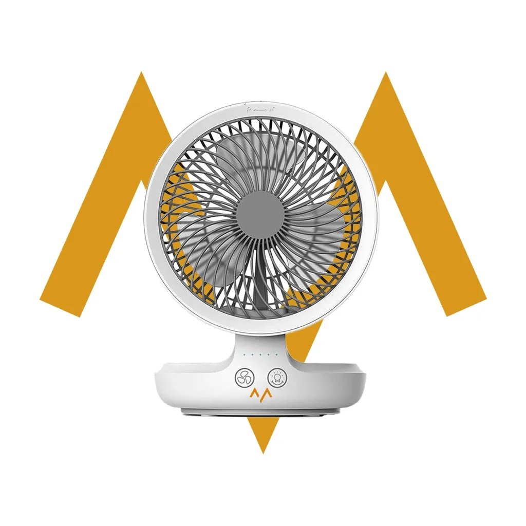 USED 7MD 2 IN 1 Table and Wall Fan, USB Rechargeable Electric Desk Fan Oscillating Desktop Quiet Fan with 4 Speeds and LED Night Light