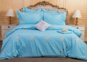 طقم سرير Glinens Sea Moss مقاس 240x260 سم قطن مصري 100% بيركال 400 خيط مع غطاء لحاف مطرز متين وناعم الملمس - أزرق